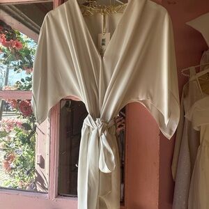 Ramy Brook White Satin V-Neck Romper